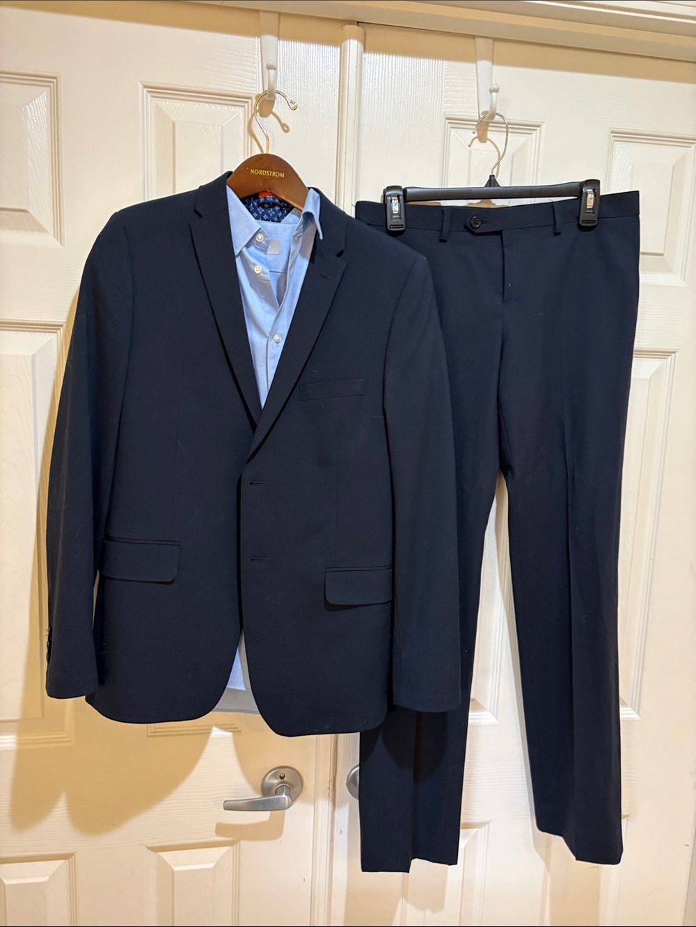 TALLIA Navy Two-Piece Suit with Light Blue Shirt